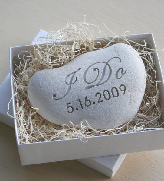 Wedding stone - I DO Oathing Stone - Wedding Vow, Anniversary, Ceremony - Double sided engraved wedding stone by SJ-Engraving
