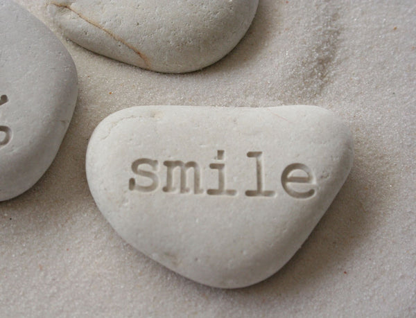 Personalized Beach Pebbles - Engraved Inspirational Stone Trio - Engraved beach stones by SJ-Engraving
