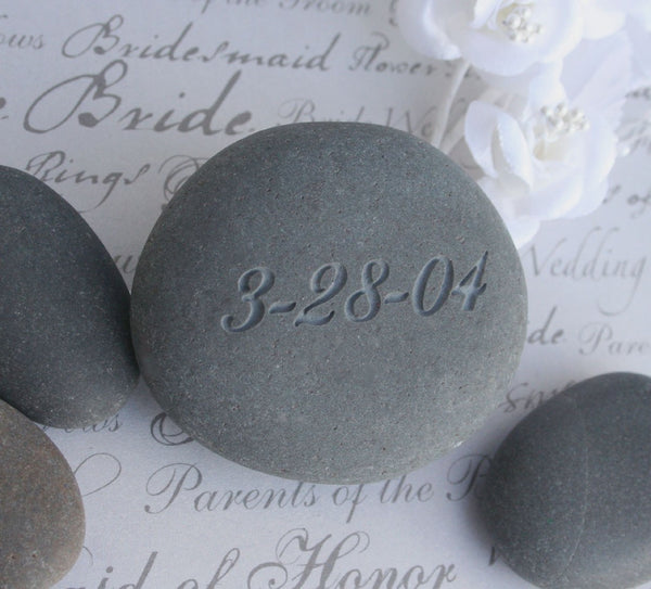 Custom Oathing Stone - for wedding or commitment ceremony - Double sided engraved wedding stone with initials and date