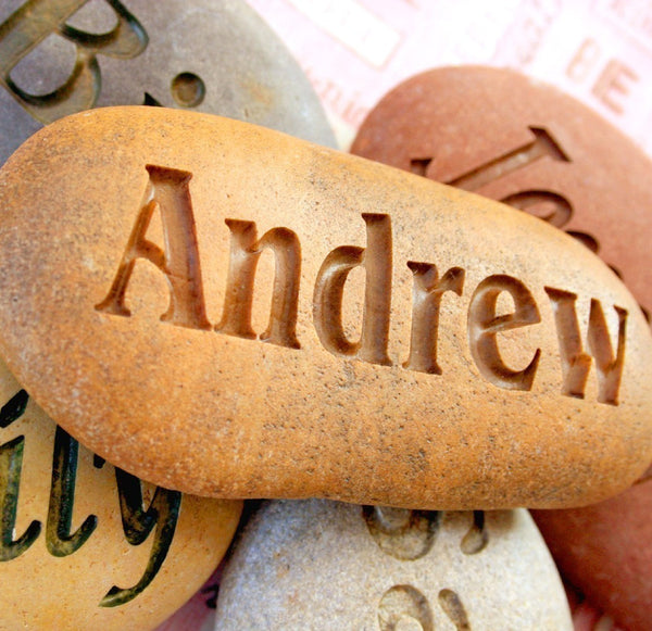 Customized Name Stone - Hand engraved name or word stones by SJ-Engraving