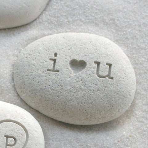 i heart u beach pebble - I love you gift stone - Petite love stone (TM) by SJ-Engraving