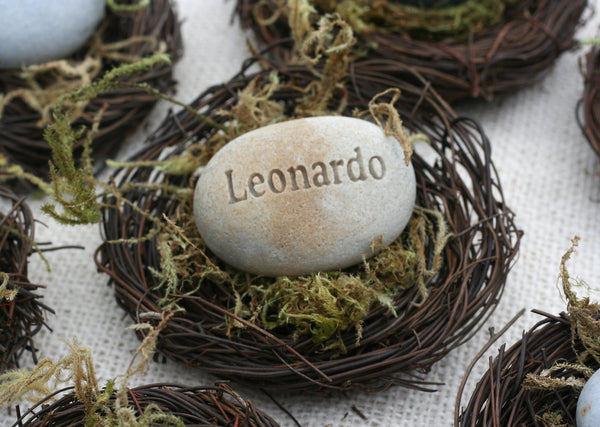 The Pebble Nest - personalized name, word or date - engraved gift in nest by SJ-Engraving