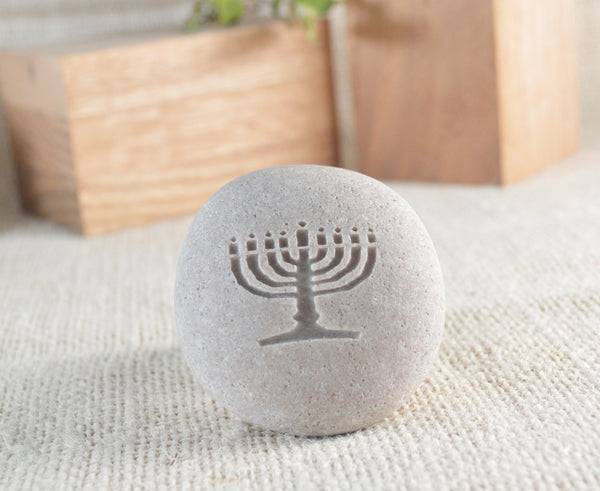 Menorah - engraved stone ready to ship