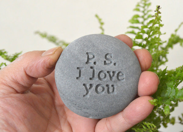 p.s. i love you - Engraved message on stone - Ready Gift by SJ-Engraving