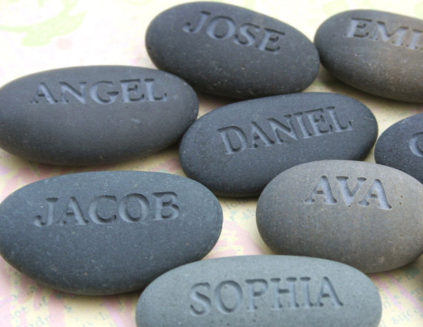Personalized Gift for Group -  set of 10 or more engraved gray name stones