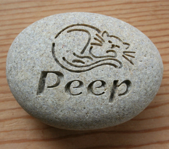 Engraved Cat Memorial - Customized Palm Size Stone Engraving