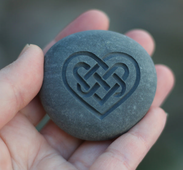 Celtic Heart Engraved Pebble - Symbol of Love