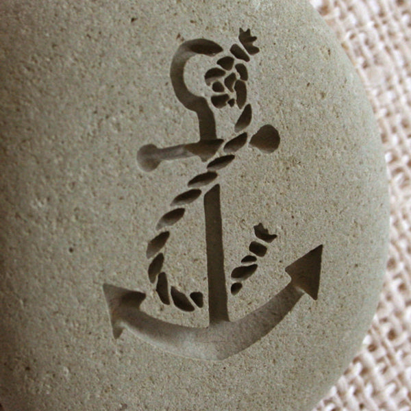 Anchor - Home Decor Paperweight - engraved stone by SJ-Engraving