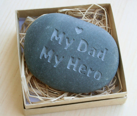 Gift for father - My Dad My Hero - Engraved stone paperweight