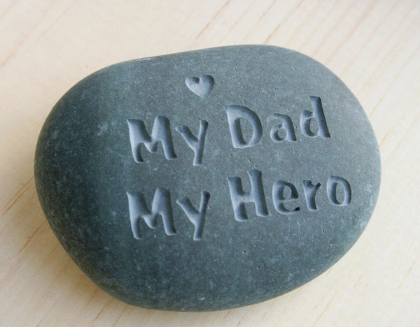 Gift for father - My Dad My Hero - Engraved stone paperweight