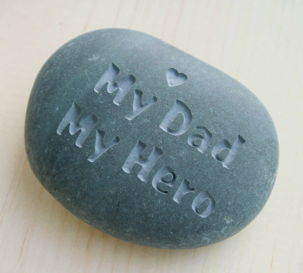 Gift for father - My Dad My Hero - Engraved stone paperweight