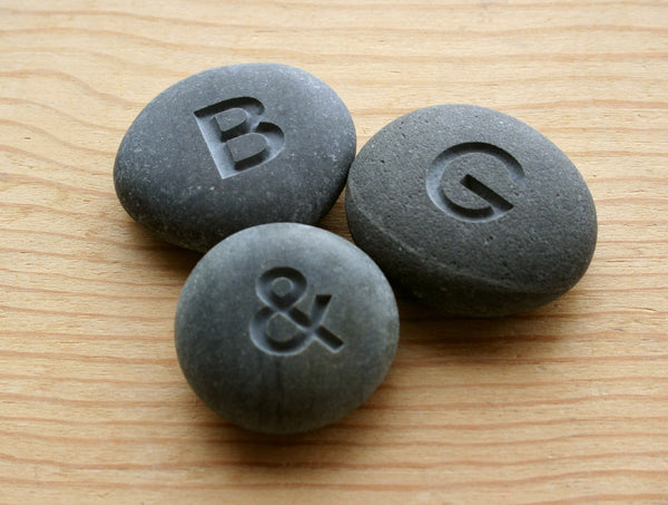 Petite love stones - set of 3 personalized initial pebbles