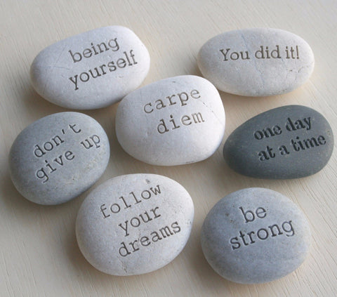 Message stones - custom text engraved on beach stones by SJ-Engraving