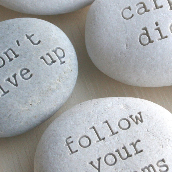 Message stones - custom text engraved on beach stones by SJ-Engraving