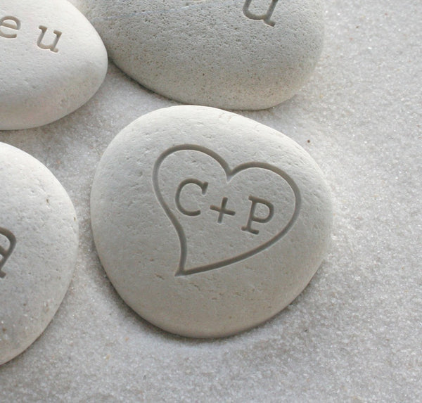 Petite love stone -  Engraved love rocks - Personalized initials pebble