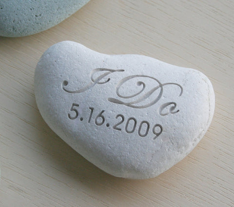 Wedding stone - I DO Oathing Stone - Wedding Vow, Anniversary, Ceremony - Double sided engraved wedding stone by SJ-Engraving