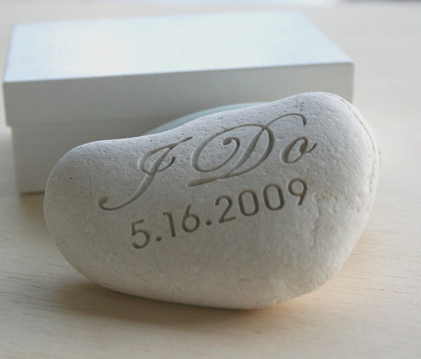 Wedding stone - I DO Oathing Stone - Wedding Vow, Anniversary, Ceremony - Double sided engraved wedding stone by SJ-Engraving