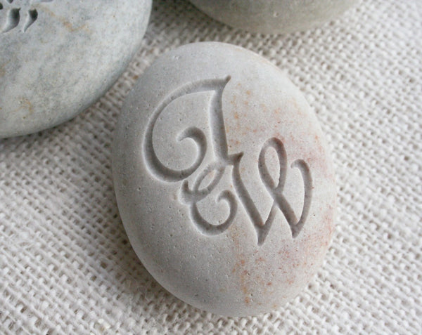 Interlocking Monogram Pebble - for couple, anniversary, engagement, wedding