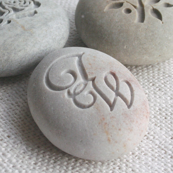 Interlocking Monogram Pebble - for couple, anniversary, engagement, wedding
