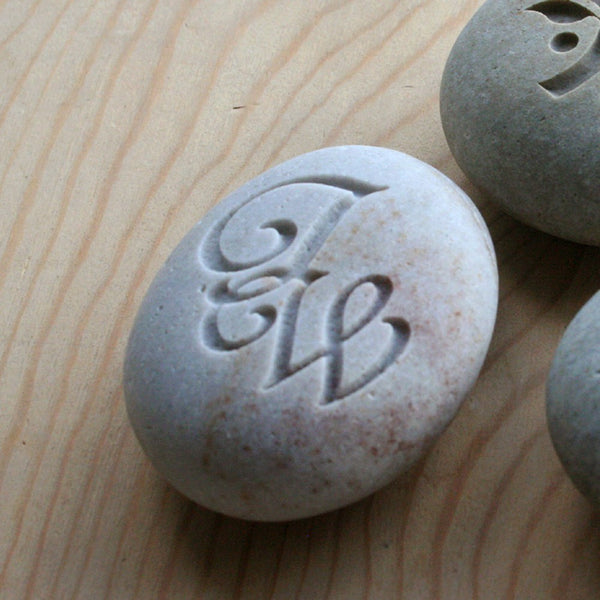 Interlocking Monogram Pebble - for couple, anniversary, engagement, wedding