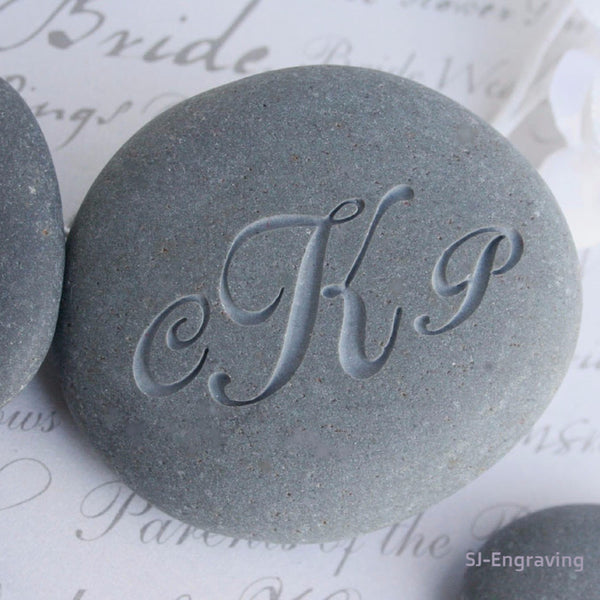 Custom Oathing Stone - for wedding or commitment ceremony - Double sided engraved wedding stone with initials and date