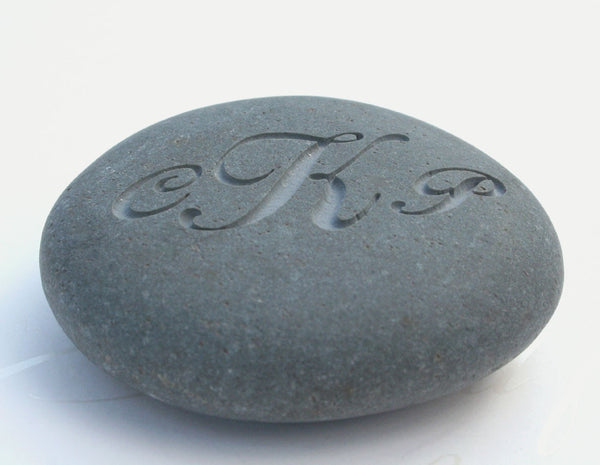 Custom Oathing Stone - for wedding or commitment ceremony - Double sided engraved wedding stone with initials and date