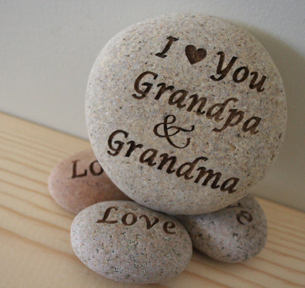 Love you Mom, Grandmom - custom engraved rock with you text - home decor - decoration and paperweight stone