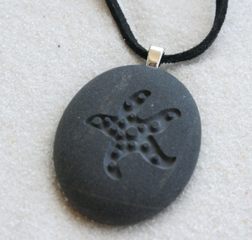 STARFISH Necklace- Tiny PebbleGlyph (c) by SJ-Engraving
