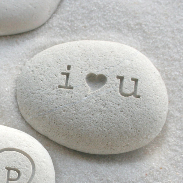i heart u beach pebble - I love you gift stone - Petite love stone (TM) by SJ-Engraving