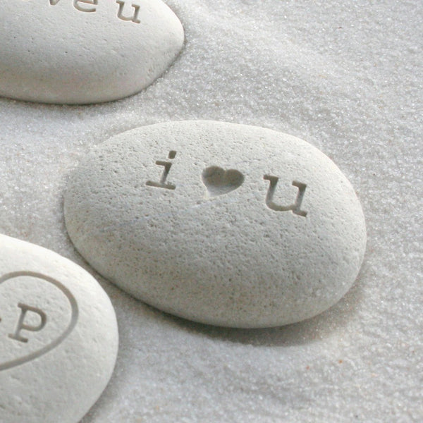 i heart u beach pebble - I love you gift stone - Petite love stone (TM) by SJ-Engraving