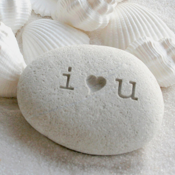 i heart u beach pebble - I love you gift stone - Petite love stone (TM) by SJ-Engraving