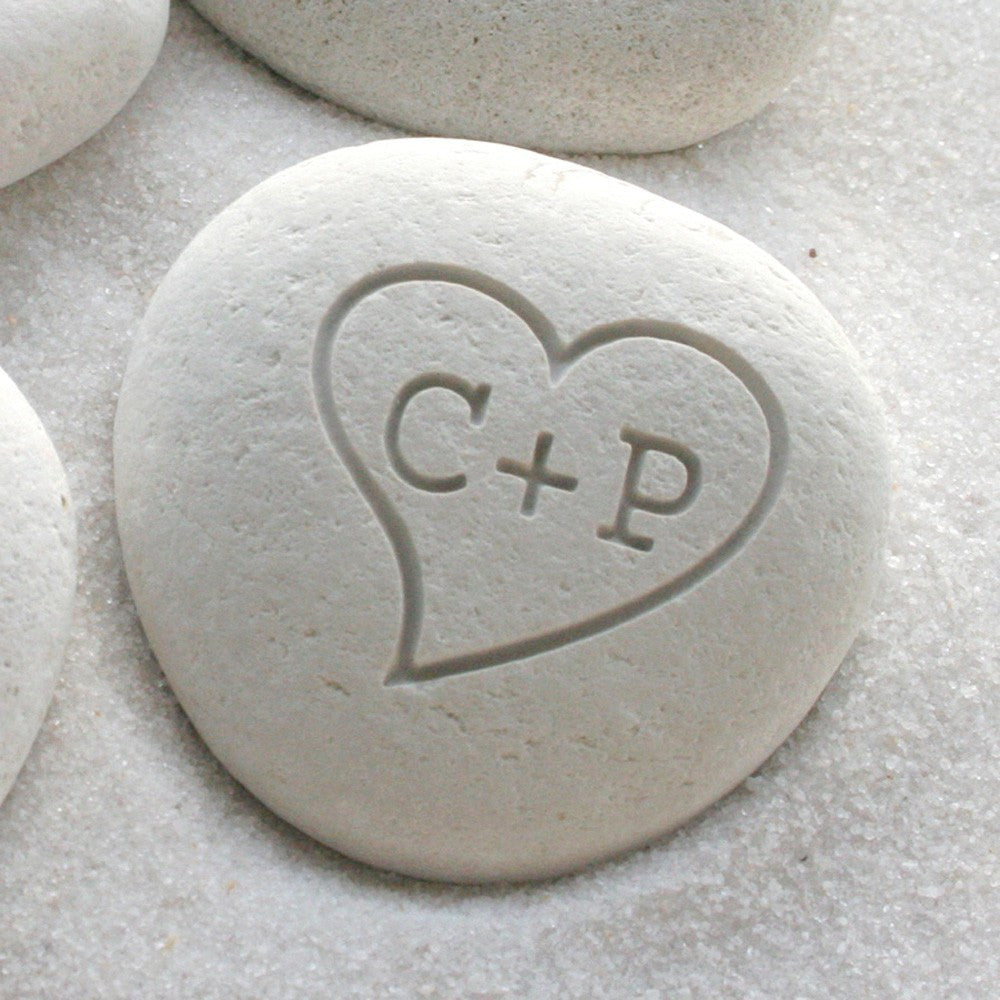 Personalized initials petite love pebble - Gifts for him, gift for her