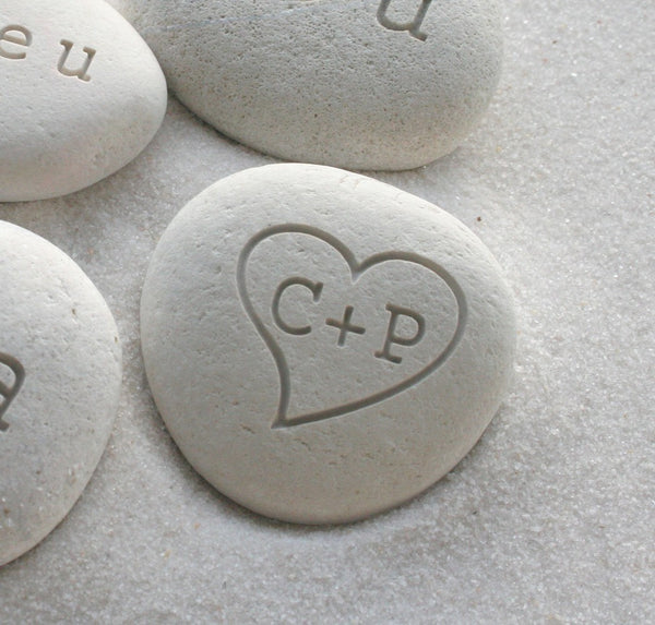 Personalized initials petite love pebble - Gifts for him, gift for her