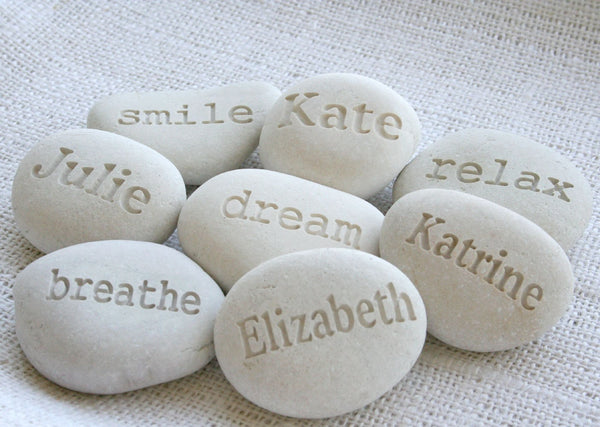 Beach stone in light color - Custom engraved beach pebble