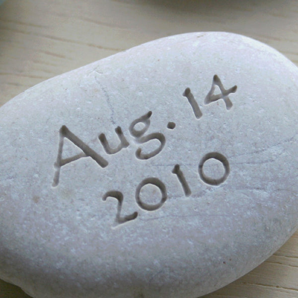 You plus me personalized initials pebble with date - Double sided engraved Petite love stone by SJ-Engraving