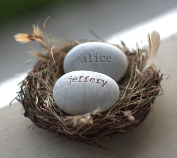 OUR NEST -  personalized love nest engraved with names - gift for couple in love