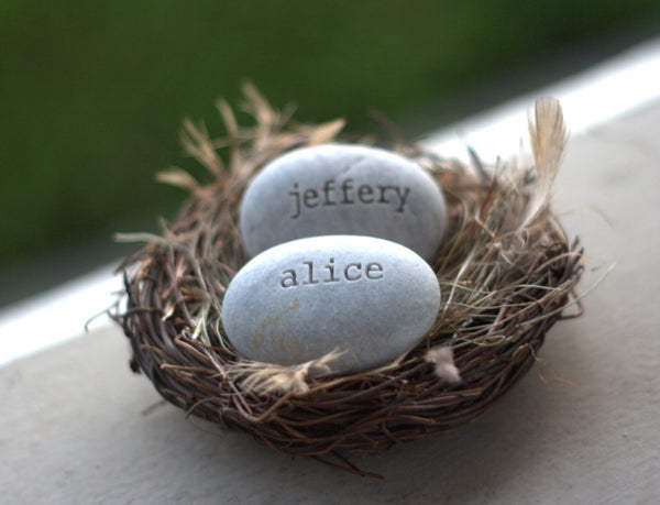 OUR NEST -  personalized love nest engraved with names - gift for couple in love