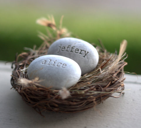 OUR NEST -  personalized love nest engraved with names - gift for couple in love