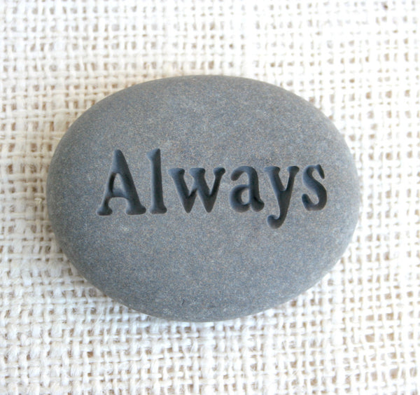 Customized Engraved gifts - Pocket Stone engraved with word or name in gift box