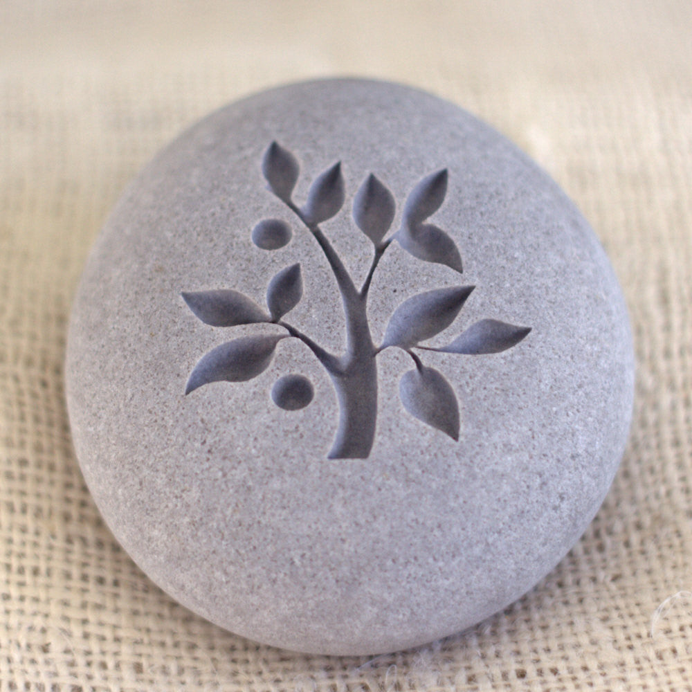 TREE OF LIFE -  Engraved pebble stones - Home decor, paperweight by SJ-Engraving