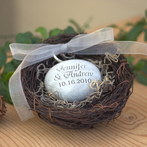 Personalized wedding ring pillow nest - oathing stone in nest ring bearer for wedding ceremony