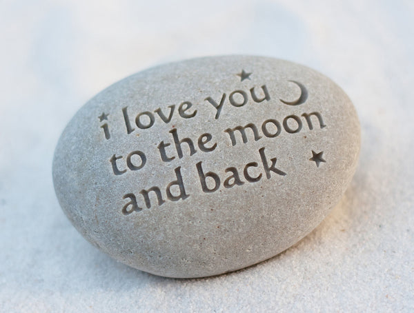 I love you to the moon and back - message paperweight stone by SJ-Engraving