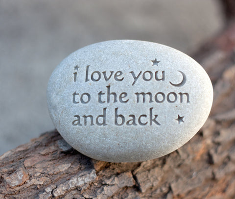 I love you to the moon and back - message paperweight stone by SJ-Engraving