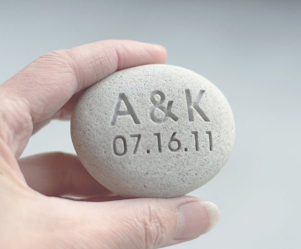 Gift for couple - Petite oathing stone with Personalized initials and date