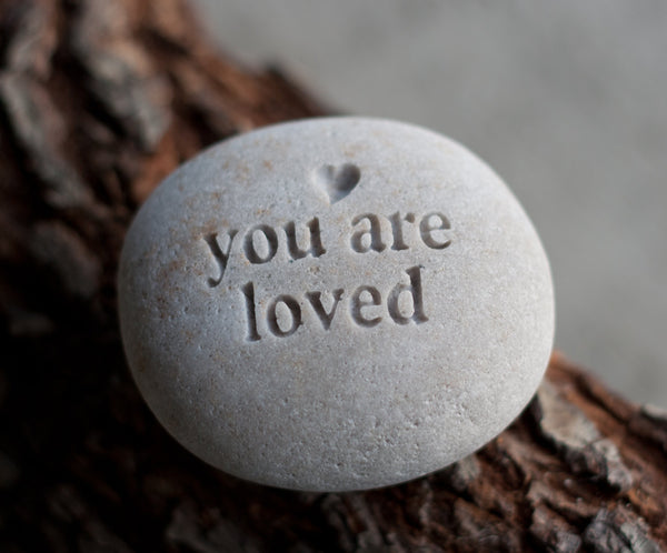 You are loved - engraved message beach pebble by SJ-Engraving