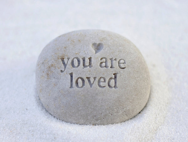 You are loved - engraved message beach pebble by SJ-Engraving