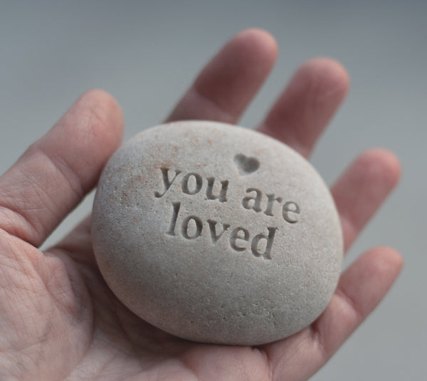 You are loved - engraved message beach pebble by SJ-Engraving