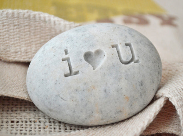 Ready Gift -  i Love u engraved on stone