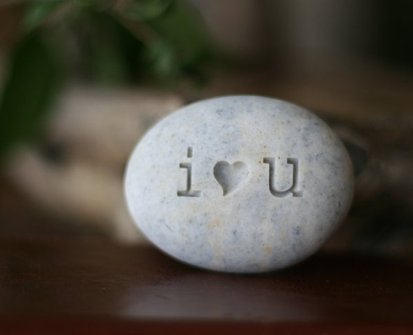 Ready Gift -  i Love u engraved on stone