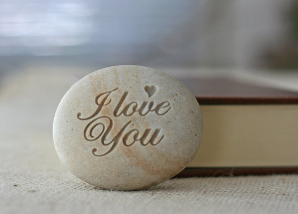 I LOVE YOU- engraved stone gift - Ready to ship